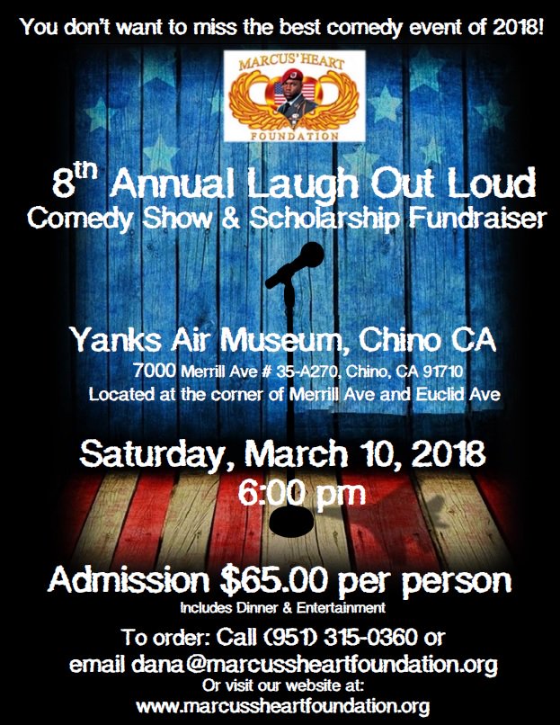 MarcusHeartFndn's tweet photo. We're back! More comedy, more laughs, more all for a worthwhile cause! MHF 8th Annual Laugh Out Loud Comedy Show &amp; Scholarship Fundraiser! https://t.co/JvadBqBQuu
