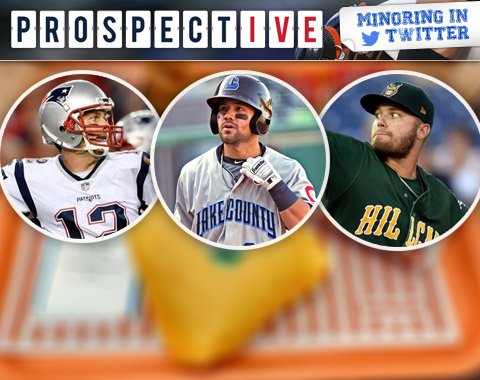MiLB's tweet photo. NFL legend Tom Brady shows up in the dugout (kind of) in this week's edition of Minoring in Twitter: https://t.co/C6Jc8a7gFv https://t.co/LQRqSnqA4Q