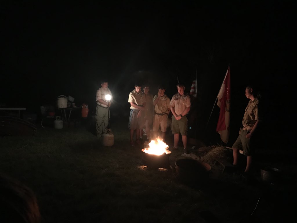 ChurMilMom's tweet photo. #FlagRetiremwntCeremony #CampGreenDickson #ShinerTX @CapitolAreaBSA #Troop33 #Pack33 #AScoutIsReverant https://t.co/mmMYMgCvsM
