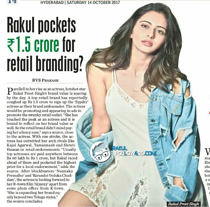 RakulFollowers's tweet photo. @Rakulpreet pockets ₹1.5crore for retail branding ?? https://t.co/R3tY22MxA4