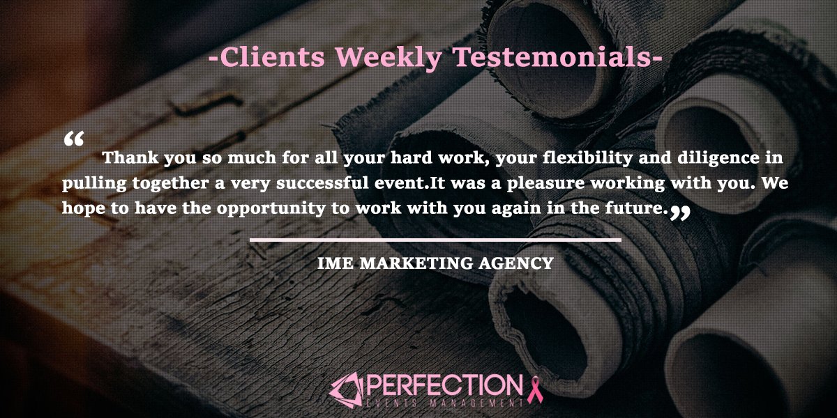 Perfectionae's tweet photo. Our client testimonials are like the cherry on the top. #perfectionevents #perfectionfamily #myperfection #events #UAE https://t.co/TMbaU7EtOg