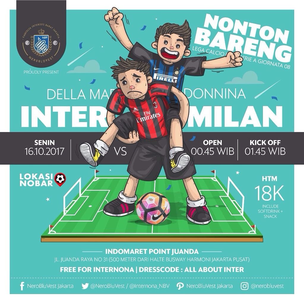 Info nobar di flyer yg ada gambar abang lagi gendong adek yakk😂

#ForzaINTER
#DerbyDellaMadonnina  
#MilanMerde