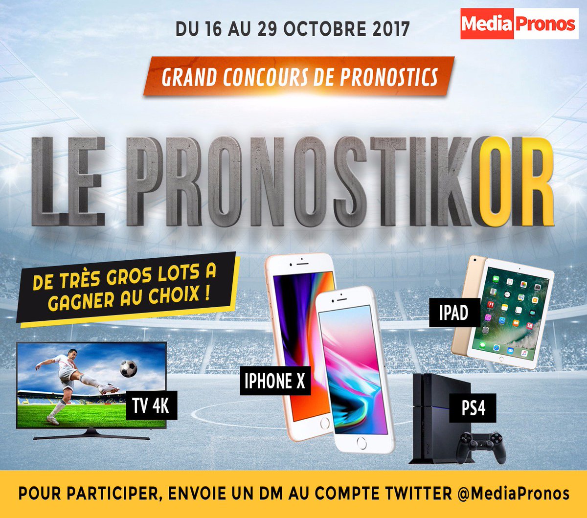 Mediapronos's tweet photo. Bonjour La France du #ConcoursMP !
Dernière ligne droite : viens me défier et tenter de gagner un #iPhoneX !! https://t.co/AYu0xhFF0C