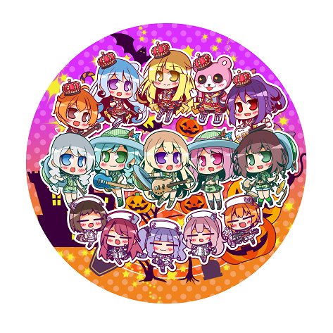 punittoyuzu's tweet photo. 【SPプレ企画】新作絵柄『ハロウィン背景』ID入り超ビック缶バッチ1枚サイズ152mmプレゼント3名様　応募方法は私のフォロワーであることRTの2点です。コメントもよろしくお願いします。10/21 21:00応募〆切りです応募よろしくお願いします　 #バンドリ　#ぷにっとガチャ https://t.co/j1jALBKq5h