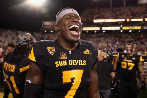 Christiankp21's tweet photo. #kalenballage @TheSunDevils celebrate their upset over #Washington #WASHvsASU https://t.co/O6glPwfyEB https://t.co/pUg23hzFTZ