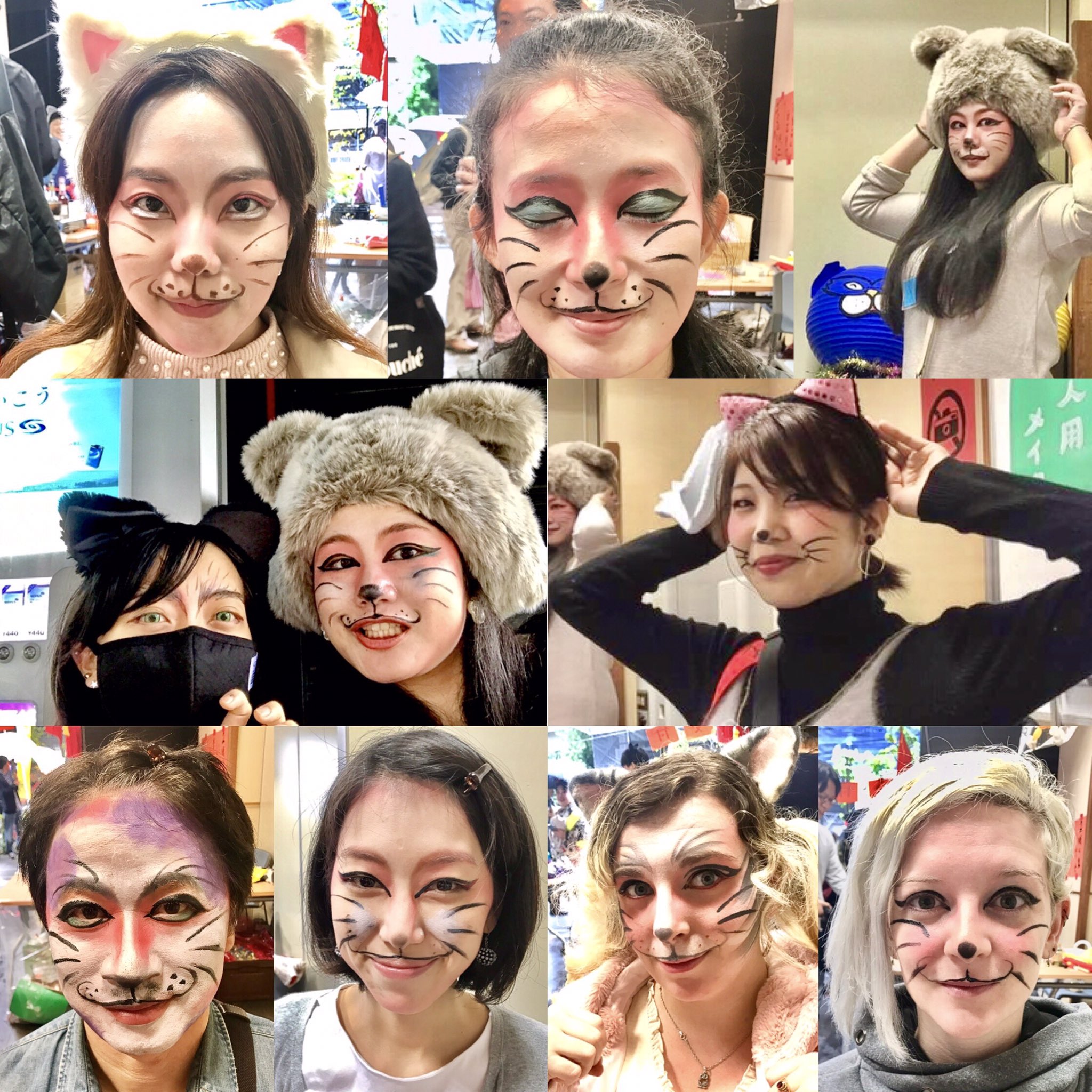 あやの 化け猫フェスティバル17メイクブースト終了 今年も皆様良い感じの化け猫でした ありがとうございました 自分の顔をピンクっぽい色で化け猫にしておいたから今年はソレを希望される方が多かったです 小雨の中のパレード パフォーマンスも あやの 化け猫フェスティバル17メイクブースト終了 今年も皆様良い感じの化け猫でした ありがとうございました 自分の顔をピンクっぽい色で化け猫にしておいたから今年はソレを希望される方が多かったです 小雨の中のパレード パフォーマンスも