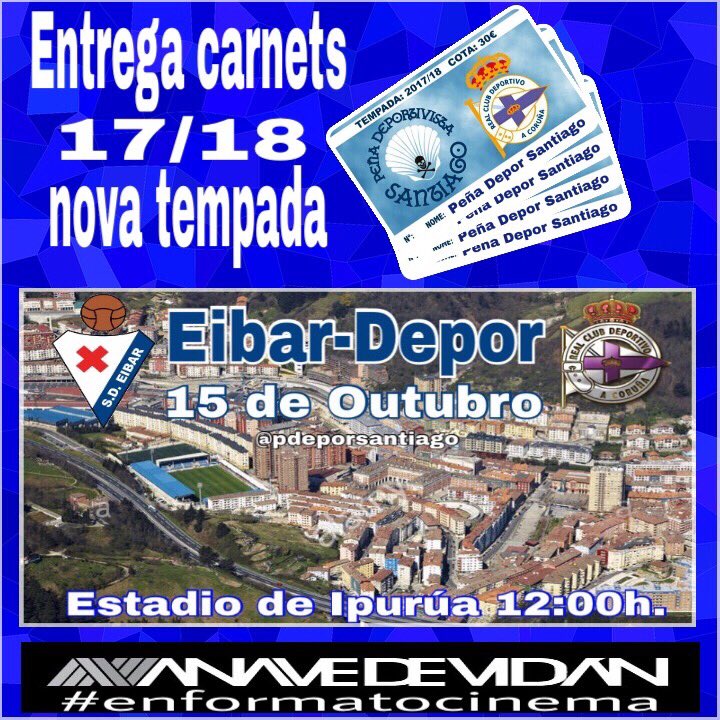 pdeporsantiago's tweet photo. Hoxe toca 💪🏽ganar💪🏽en Eibar, e nós disfrutaremolo na nósa sede @anavedevidan, aproveitando para facer entrega dos carnets da #Tempada1718 https://t.co/gCxQDS3seJ