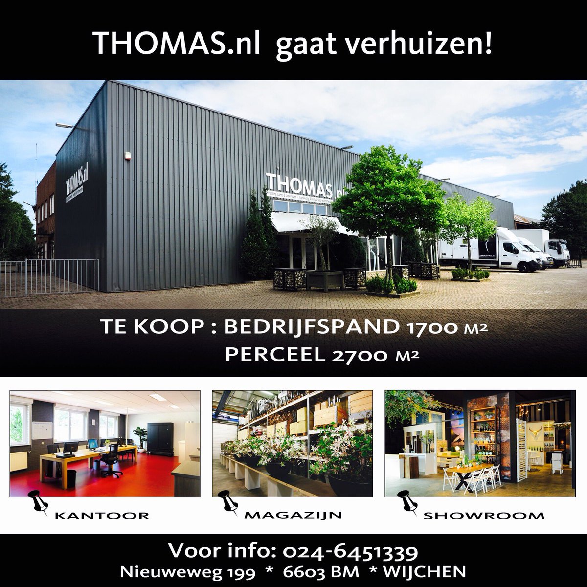 Te koop ons huidige bedrijfspand.Na 21 jaar fijn gewerkt te hebben in ons pand in Wijchen is het nu tijd voor een volgende stap, wij verhuizen naar Cuijk.
Groter, completer.