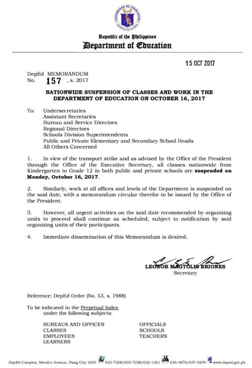 School Memorandum Sample Deped