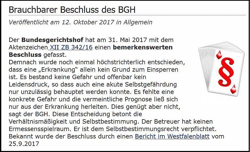 Humanistin's tweet image. Für sog, psychisch #Kranke wohlwollende #Angehörige #PartnerIn #Freunde #Betreuer
 Brauchbarer Beschluss des BGH
zwangspsychiatrie.de/2017/10/beschl…