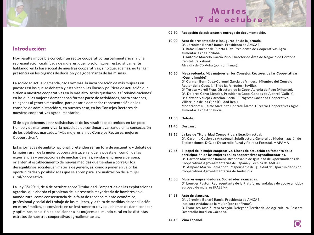 CoopsAgroES's tweet photo. Feliz #DiaMujerRural a todas las #MujeresRurales cada vez más presentes en nuestras #cooperativas 17/10 Córdoba #AMCAE celebra jornada anual https://t.co/VveZRrp99g
