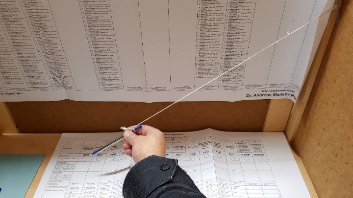 GregorBarcal's tweet photo. Also in Hietzing reicht der Kuli nur bis zur ÖVP. Weiter links wählen ist nicht vorgesehen. ;) #nrw17 #beifunk https://t.co/Vw5pdGrwud