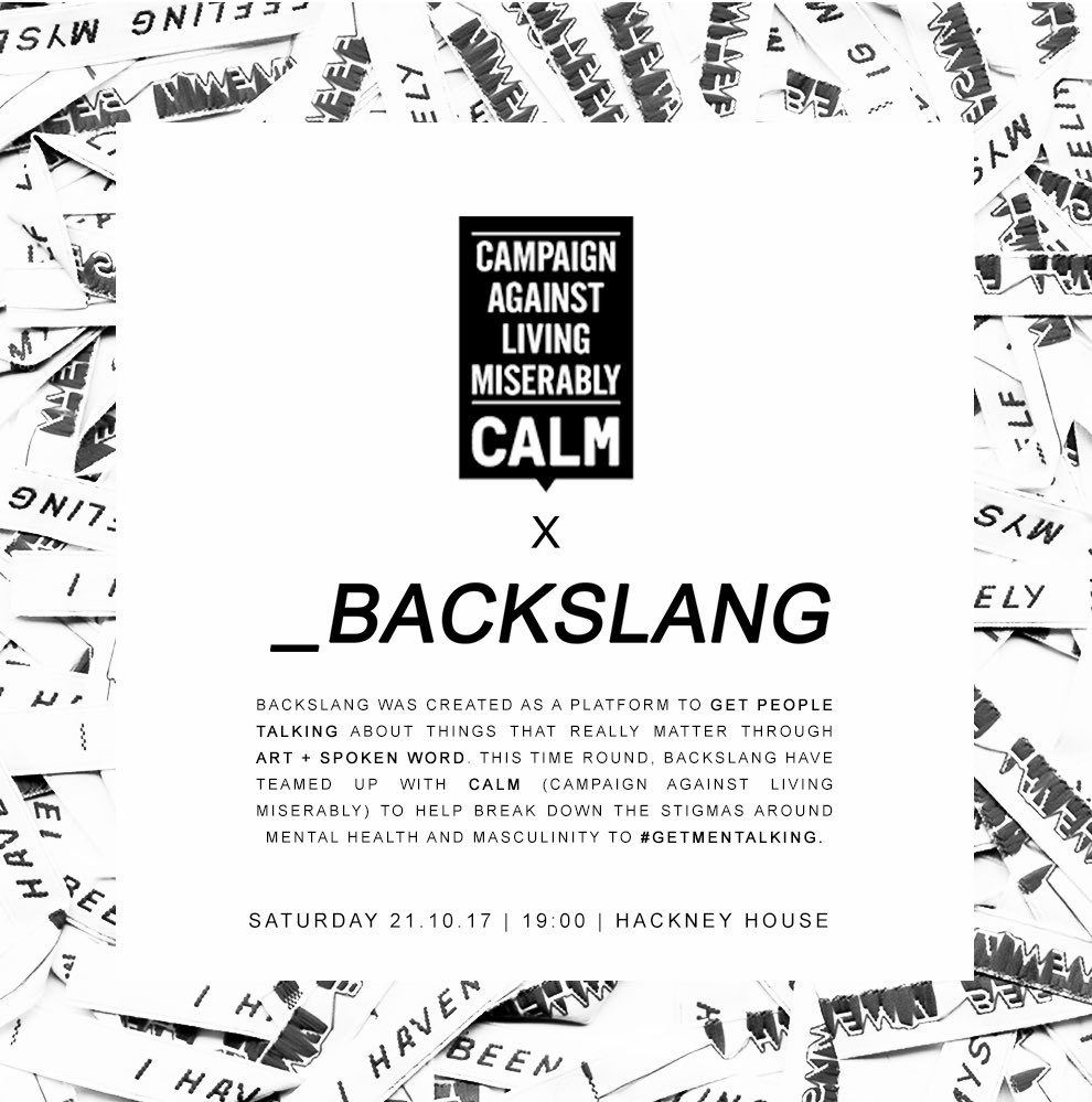 _backslang's tweet image. A little bit on why we're working with @theCALMzone. tickets here: bit.ly/calm-backslang #GetMenTalking #DontBottleItUp #MentalHealth