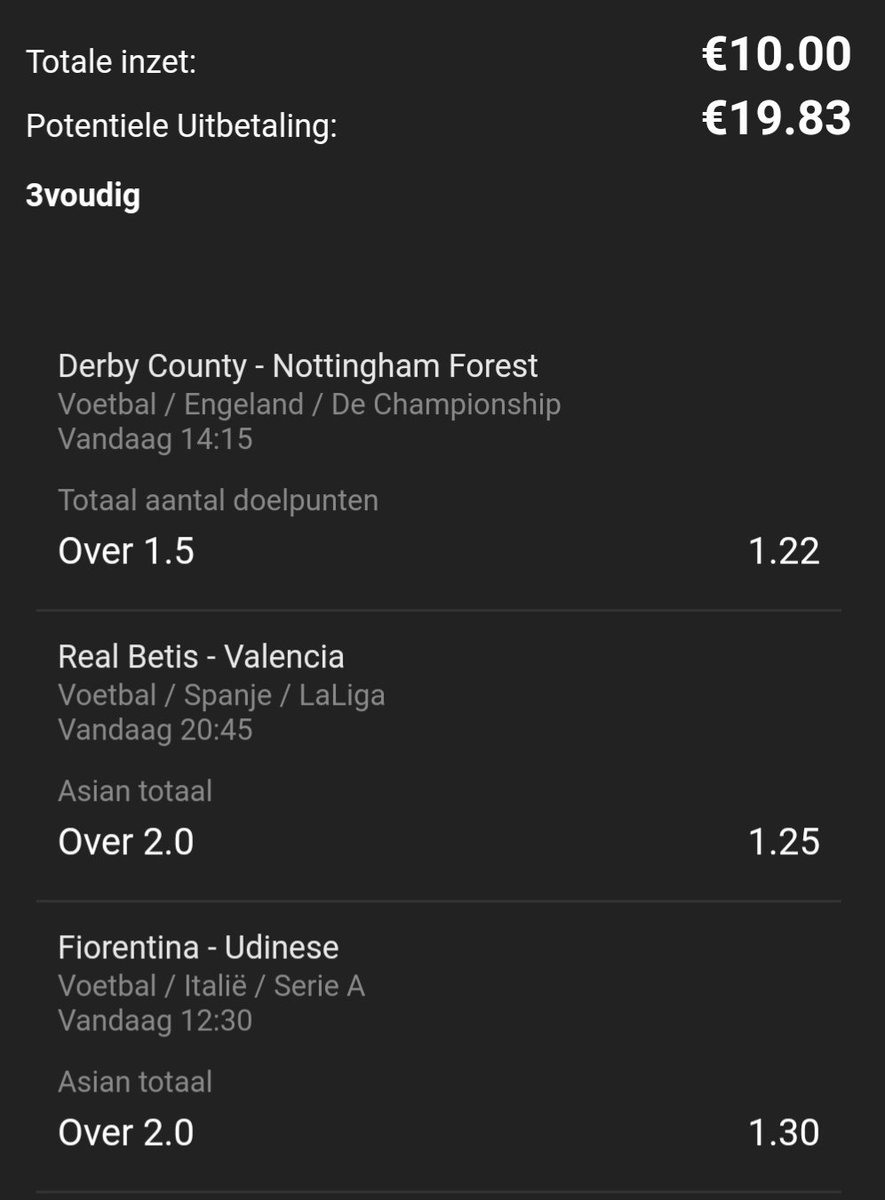 MastersBetting's tweet photo. ⚽ DOUBLE TROUBLE ⚽
⚽ 0,40 stake

#BettingMasters #Soccer #Tips #Betting #Bettingtips #Double #FreeMoney https://t.co/JdoLyrnrQG