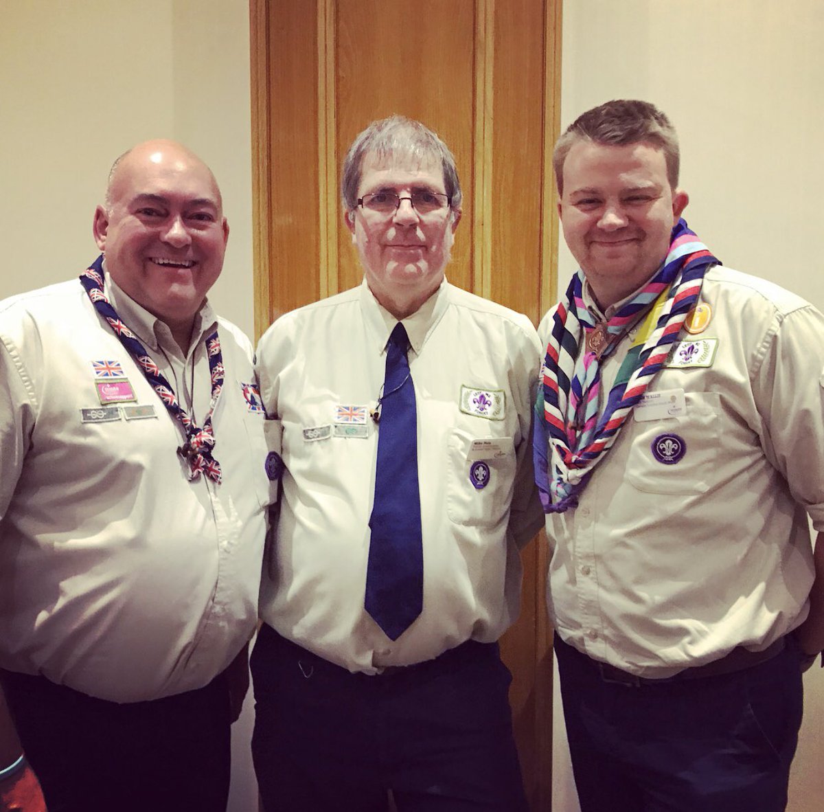 Ref_JoshW's tweet photo. Absolute pleasure meeting @TerryTpk11 last night at the @GLSWScouts Gala Dinner. Great photo of L-R : Terry, Mike & I. #Summit17 #GLSW https://t.co/J0Qp5X8Y5N
