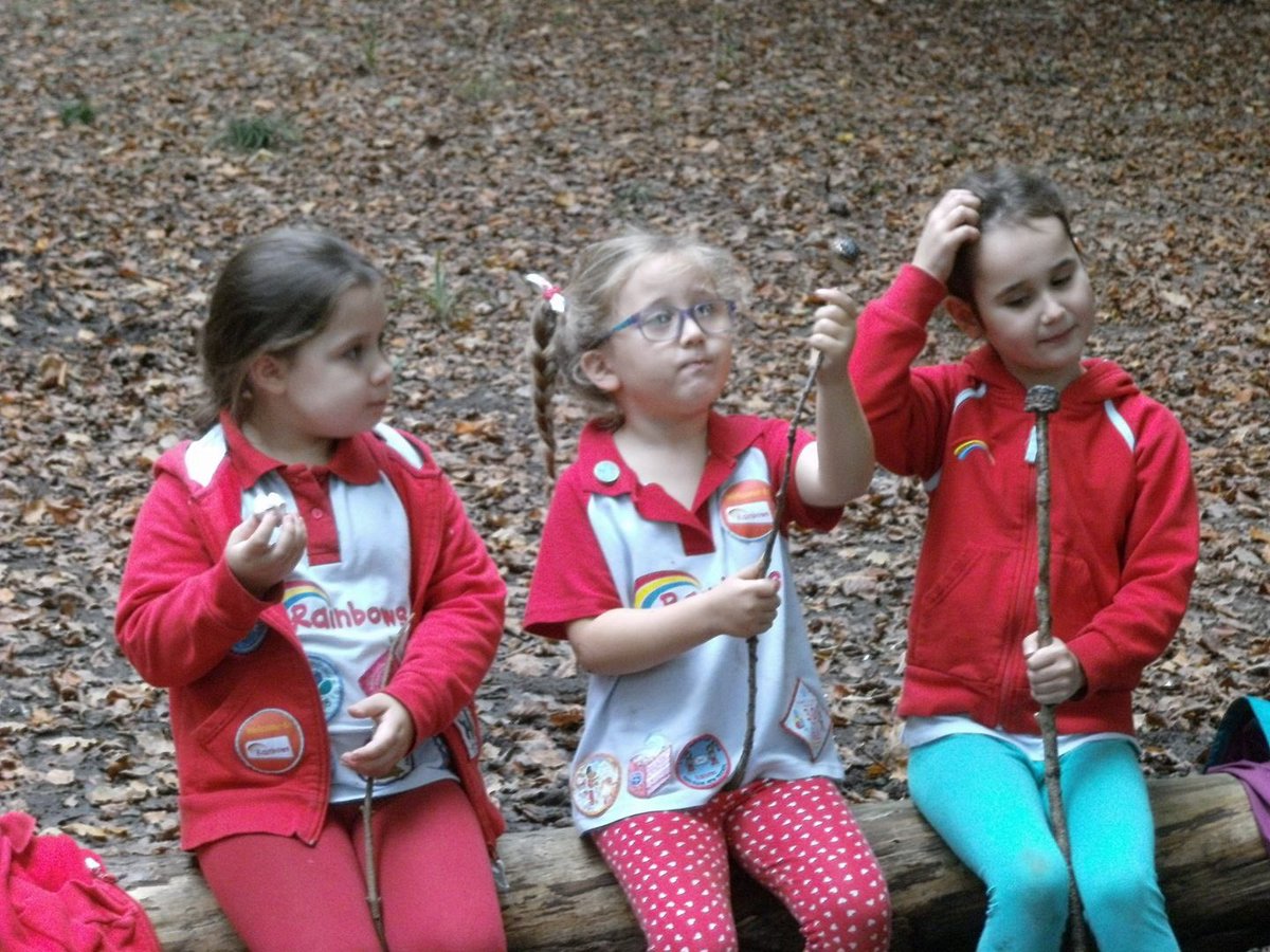 1st Backwell &amp; 3rd Nailsea Rainbows 

Favourite picture at the end of our afternoon building dens, lighting fires and toasting marshmallows