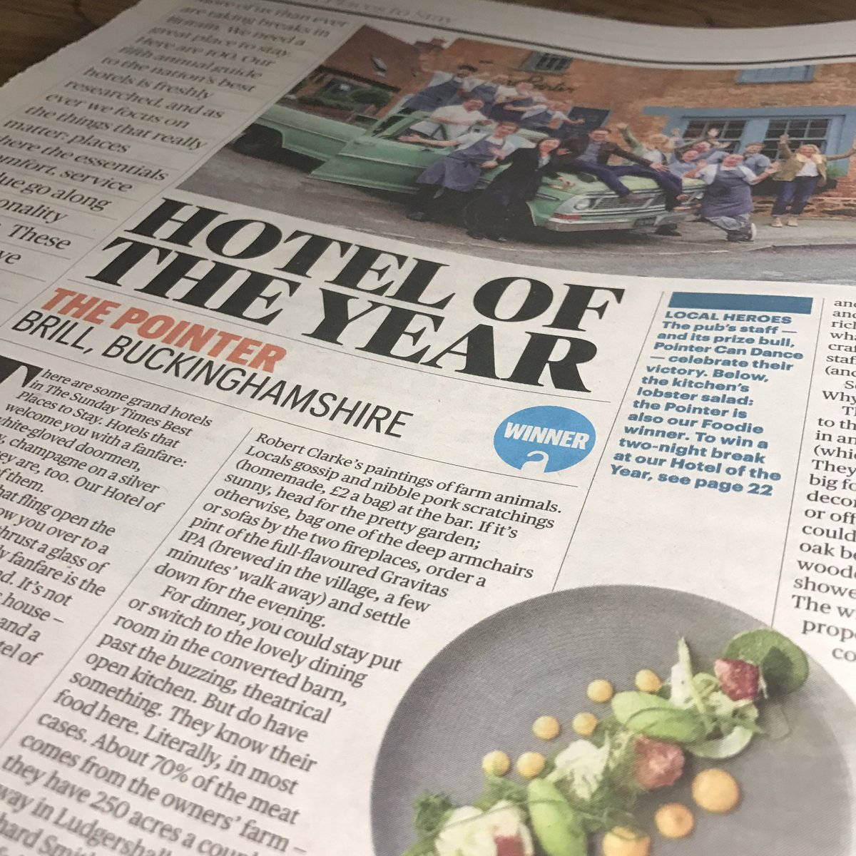 thePointerBrill's tweet photo. We WON "Hotel of The Year" from the @thesundaytimes ! We're absolutely delighted!! #hoteloftheyear #thepointerbrill 🎉🎉 https://t.co/KrM86gzWZg