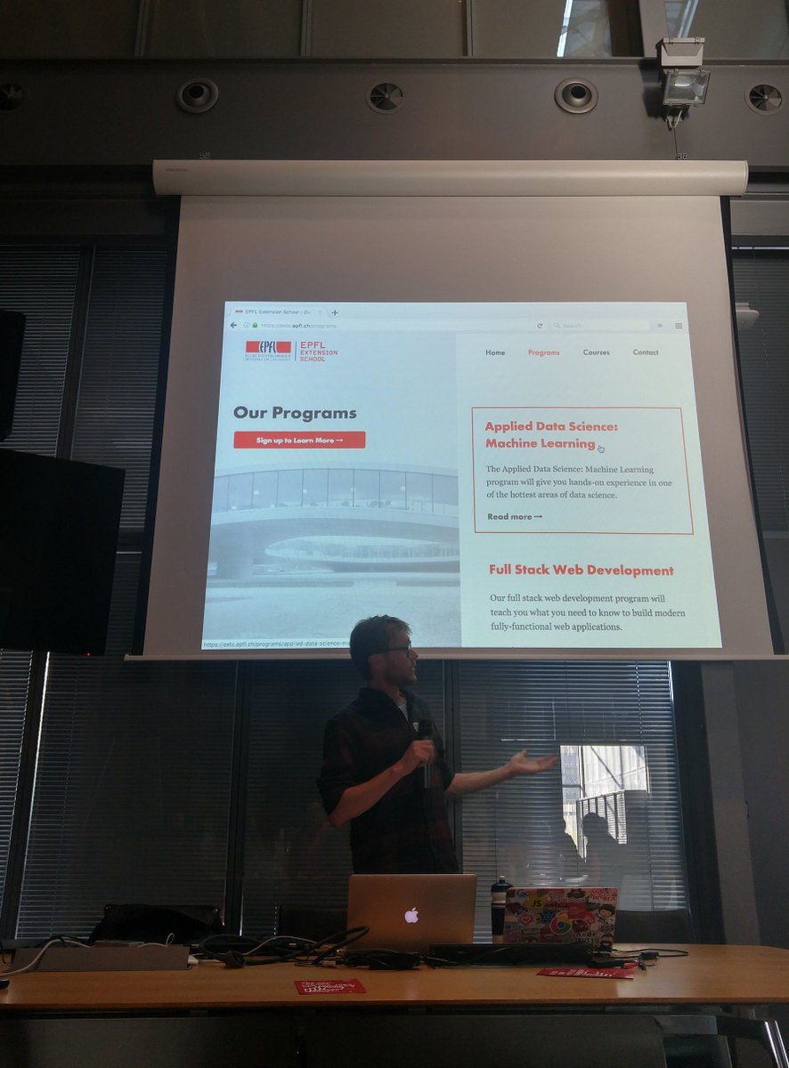 RailsGirlsGVA's tweet photo. @njpearman presenting #railsgirlsgva sponsor @epfl_exts. You must check their programs and courses https://t.co/nKTQNZvoYH https://t.co/E0iFFCeBPR