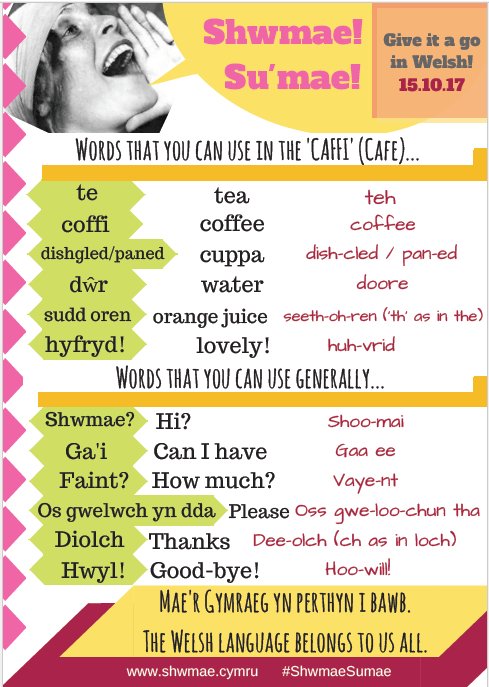 How about greeting everyone in Welsh for a day? #ShwmaeSumae