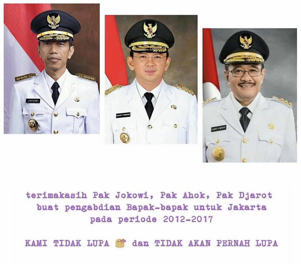 danrem's tweet photo. Terima kasih telah memerintah dg benar, merencanakan dan membangun utk Jakarta yg lebih baik Pak @jokowi Pak @basuki_btp dan Pak Djarot. https://t.co/V70PgyzmYS