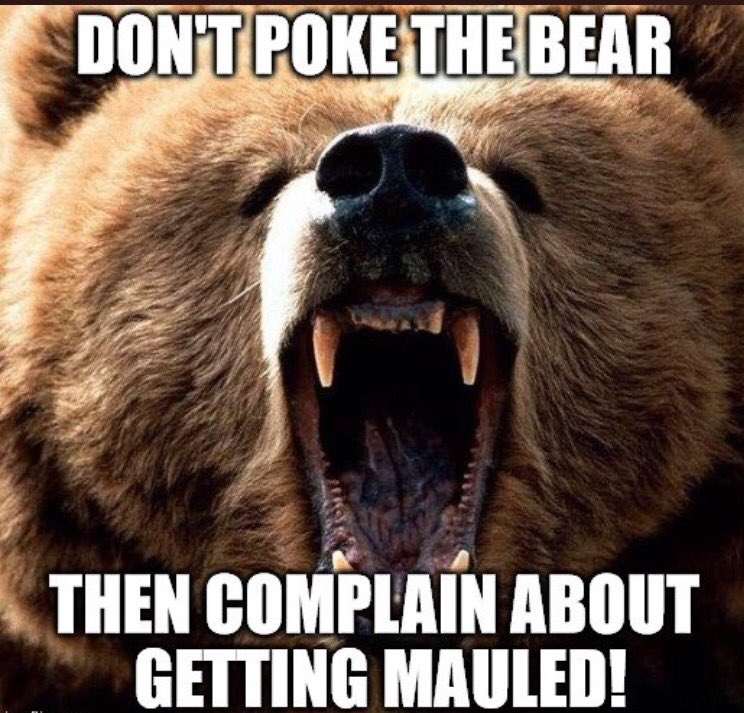 CB618444's tweet photo. Don't poke the bear 🐻 then complain about getting mauled 

#TrumpsArmy #WeHitBackHard https://t.co/CFKwditAx0