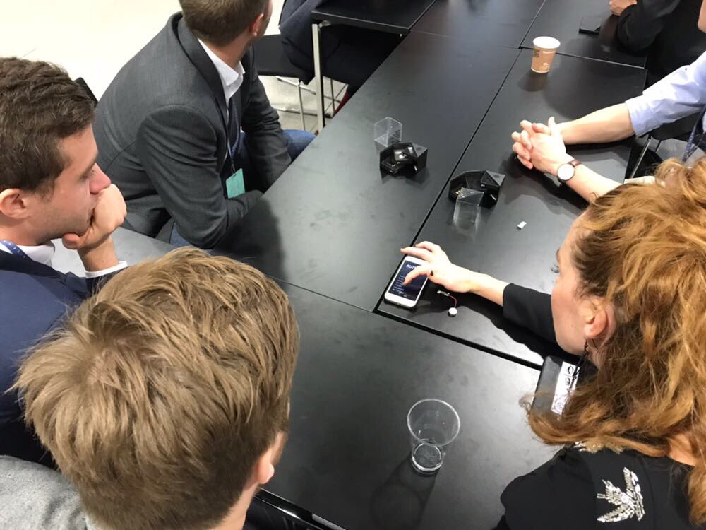 NeueFashionTech's tweet photo. #Fashiontech workshop at #edgeconf2017 (@netlight). The participants created #Spotify (@Spotify) controllers with #Automat and #Flow. https://t.co/3pfyhJguis