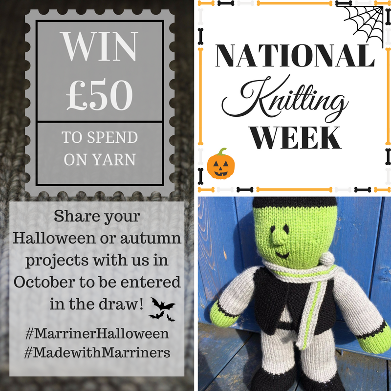 MarrinerYarns's tweet photo. It's #NationalKnittingWeek ! The perfect time to finish off your entries to our competition! Share a pic of your spooky projects to enter! https://t.co/4ivHH1PurZ