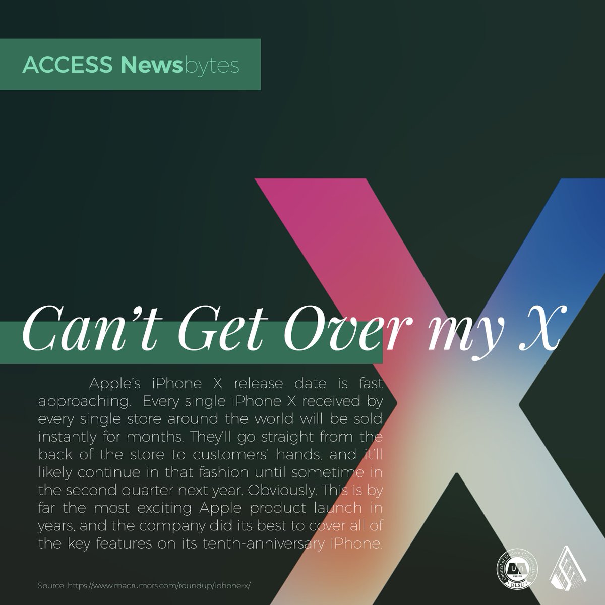 Access_Cares's tweet photo. The 10th Anniversary iPhone is on its way and everybody is excited for it! Pre-order starts on October 27, launch on November 3

#iPhoneX https://t.co/b72lqMoeKk