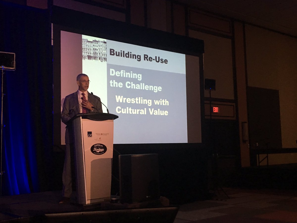 AndrewSPotts's tweet photo. Elephant, meet room: AIA Pres-E @Elefante_Carl asks #APTNTC2017: How do we think abt a historic building's values given #netzero imperative? https://t.co/1aXQWapDHn