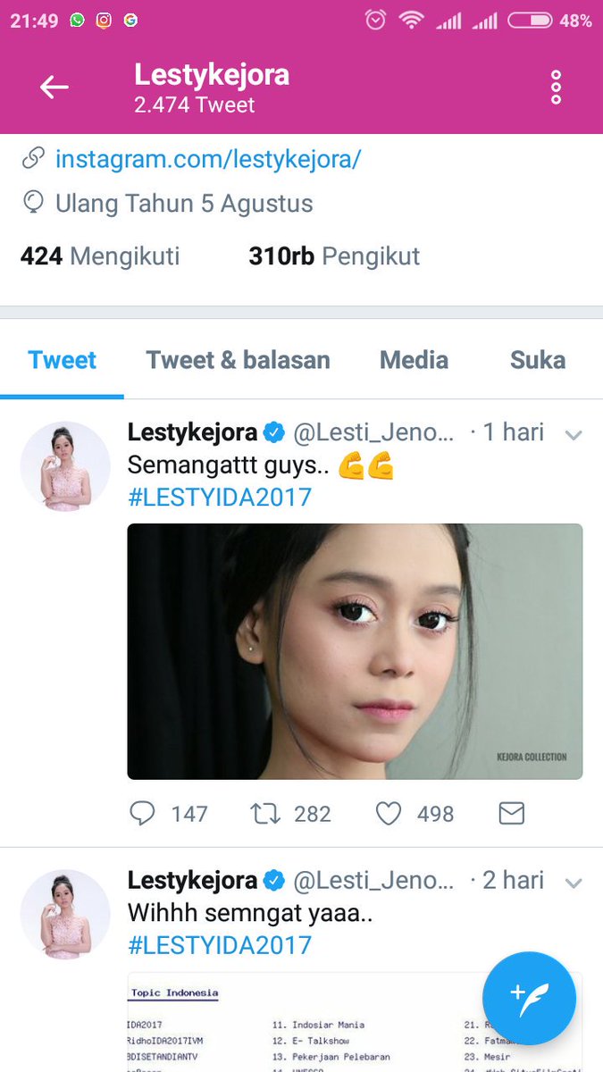 Kemana de koq gk mampir tuk kasih semangat #LestyKejoraLiveDAMISBY