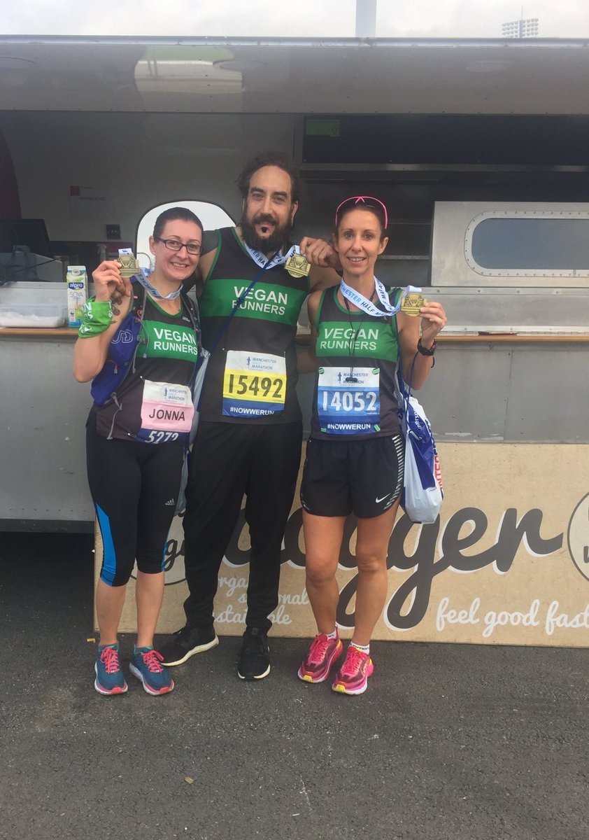 TheDogger1's tweet photo. Well done #vegan runners! #mcrhalfmarathon done in brilliant times, all furled on plant power!!! https://t.co/NOywiNek3G