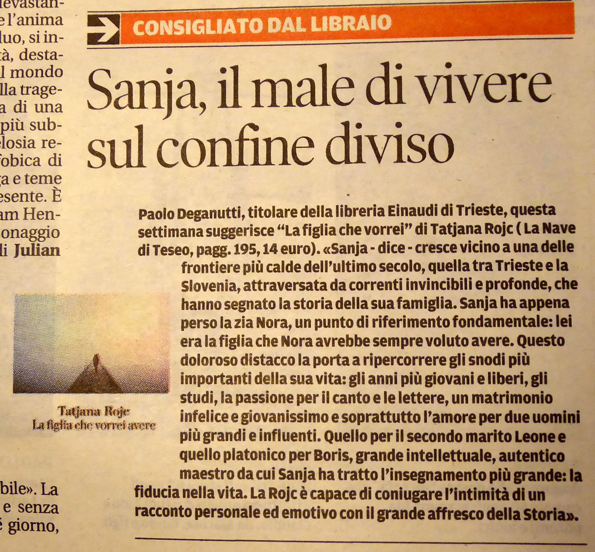 kufo44's tweet photo. "La figlia che vorrei avere"-Tatjana Rojc. Consigliato dal libraio @tatjanca1 @lanavediteseoed @bettywrong @poljankadolhar @JurijPaljk https://t.co/QgnQHZ8F6E