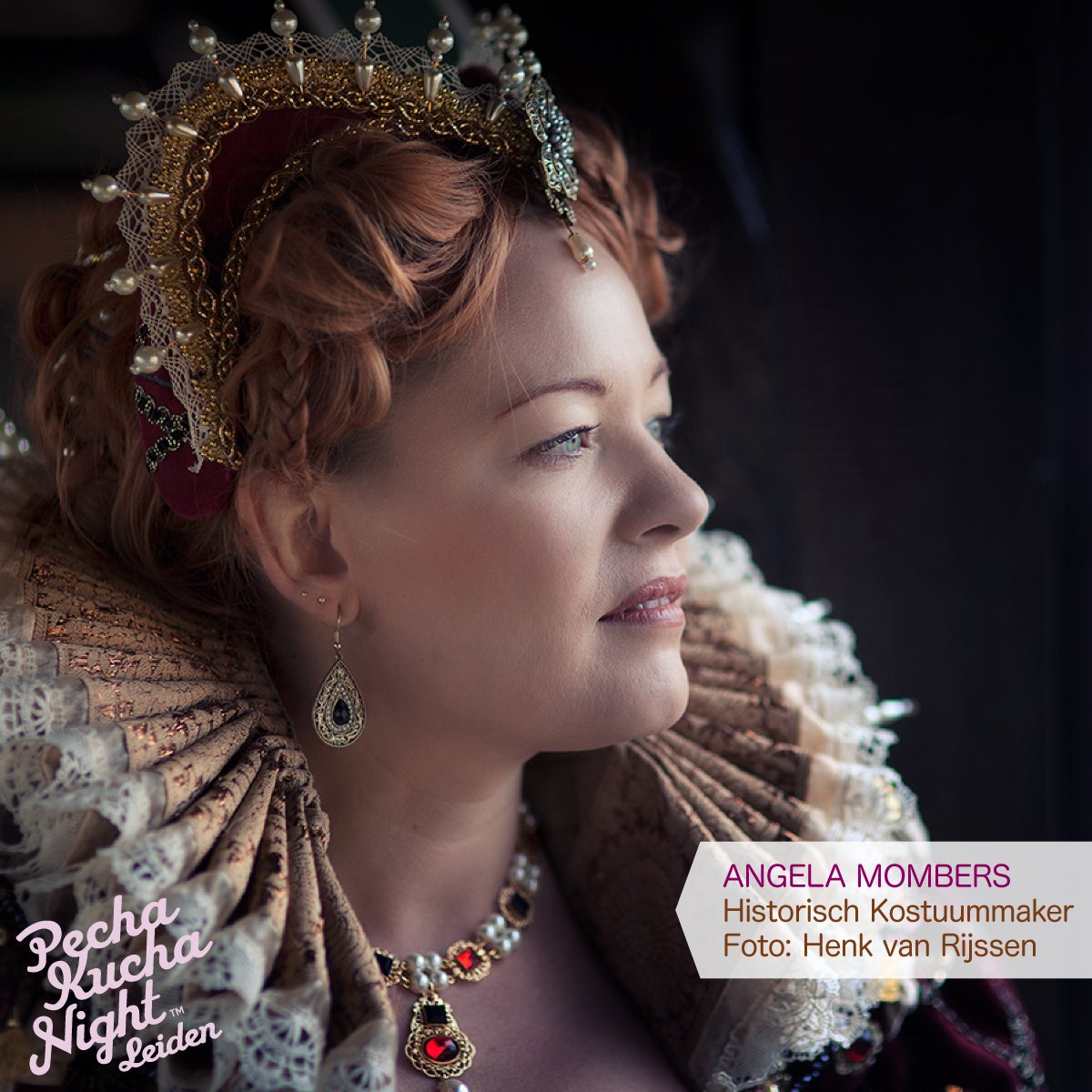 Angela Mombers bekend door haar Walking Through Historykanaal. Maakt repro's van historische kostuums.1 nov bij ons, bit.ly/pknl21go