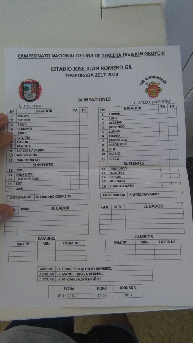 Javier Ojeda (@javiojedag) on Twitter photo Nuestro compañero <a href="/86Selu/">⚽selu⚽</a> presente en el C.D Gerena / Espeleño. Observando a nuestro futbolista <a href="/JuanitoBR7/">Juan Bazo Romero</a> <a href="/VilaSports/">Vilasports Agency</a> Nuestro compañero <a href="/86Selu/">⚽selu⚽</a> presente en el C.D Gerena / Espeleño. Observando a nuestro futbolista <a href="/JuanitoBR7/">Juan Bazo Romero</a> <a href="/VilaSports/">Vilasports Agency</a>
