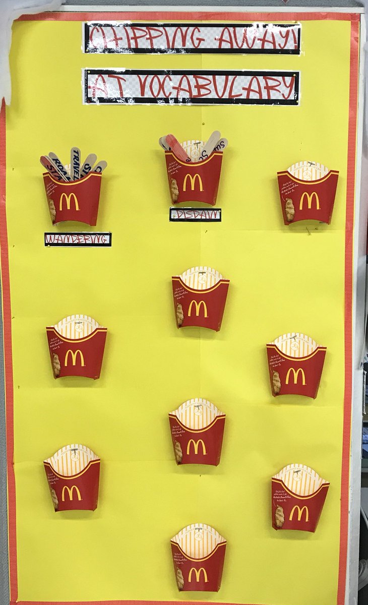 nteague69's tweet photo. Chipping away at VOCABULARY - frying up some synonym and antonym chips in Yr. 6! @stmcps @TalkforWriting! #don'tpromotefaatfoodbutlovinthecolour #thanksMaccasinBussoforbeinggoodsports https://t.co/TxRkNYwkUX