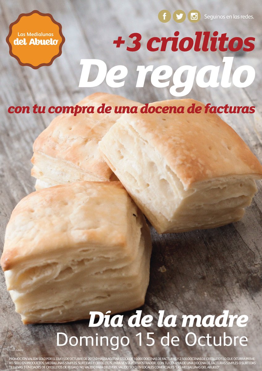 #DiaDeLaMadre Con tu compra de 1 doc simples o surtidas, te llevas 3 criollitos de regalo!🎉👩‍👧‍👦
 Locales adheridos: facebook.com/notes/las-medi…
