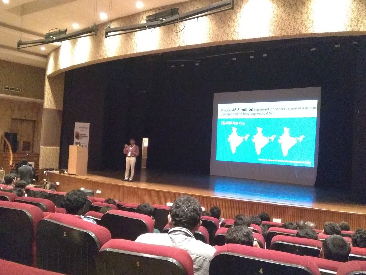 SwechaFSMI's tweet photo. 23,400 Kms - Length of the line if the job seekers in India would stand - @kiranychandra @fsmi_in #DevConHyd https://t.co/hKaphGlM1B
