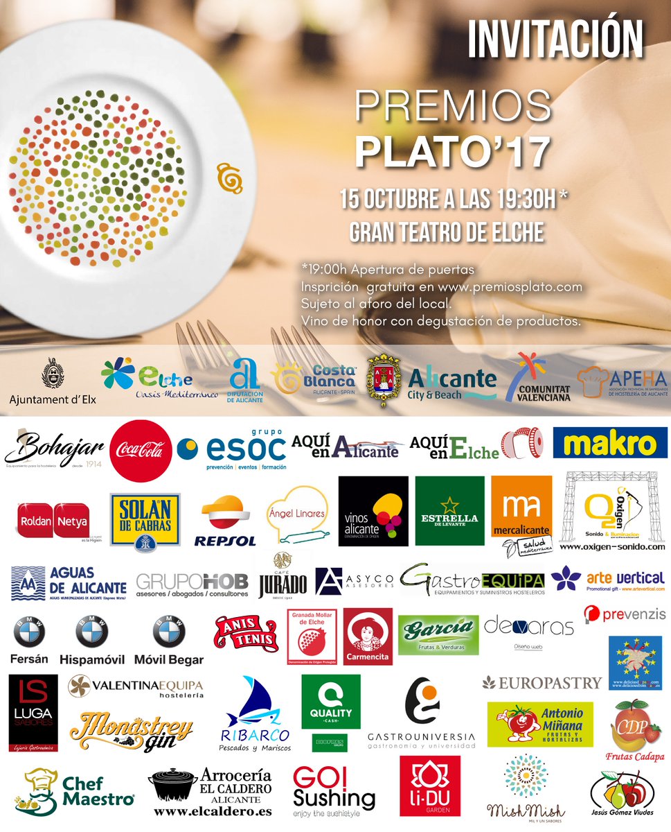 PremiosPlato's tweet photo. ...la Gala de entrega de los Premios Plato 2017 tienen aceptada su presencia aún no habiendo recibido confirmación (2/2)

#premiosplato2017 https://t.co/qKuWaeXEfr