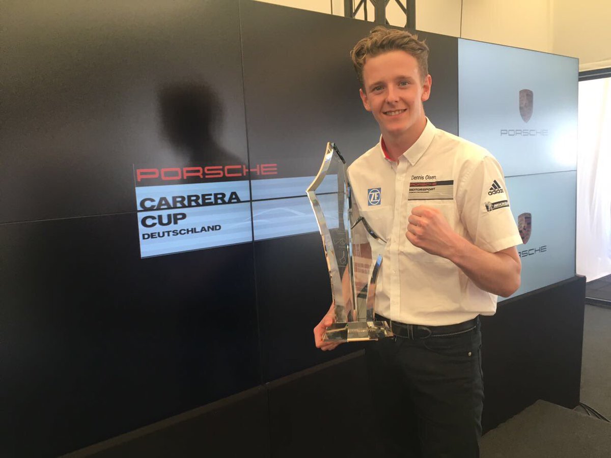PorscheRaces's tweet photo. #PCCDhock - @Olsen_Dennis received the driver‘s championship trophy 🏆 on stage in the Porsche Hospitality #Congratulations https://t.co/S43Uk9J0SD