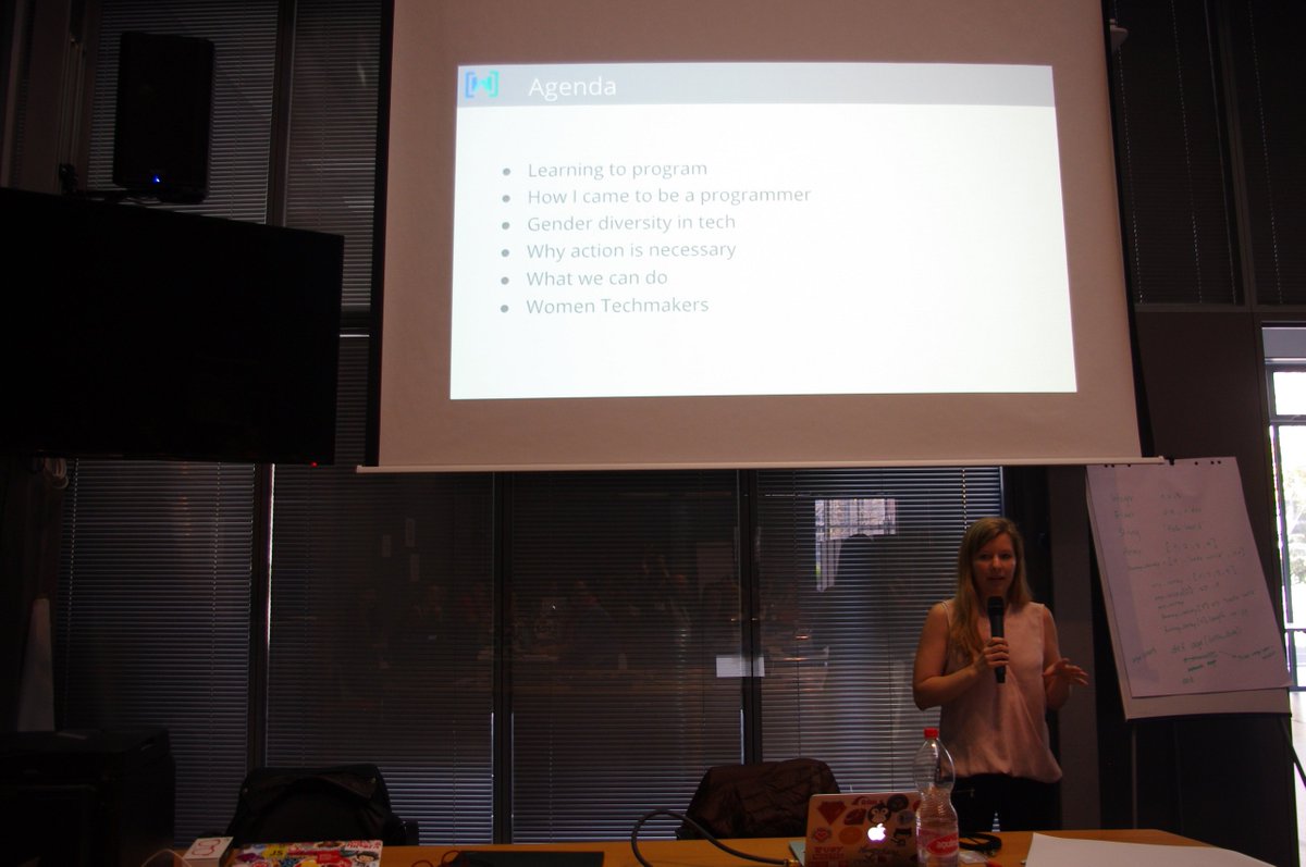 RailsGirlsGVA's tweet photo. @rubydwarf who started her programming career at @simplificator talking about gender equality and how she became a programmer. Impressive! https://t.co/4Aexyux0Fi