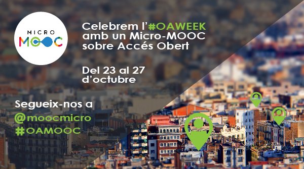 euatweets's tweet photo. Save the dates for #OAMOOC via @moocmicro, a #nanoMOOC on #openaccess, from 23 to 27 October every day at 12 noon https://t.co/5xxoMGH9bB https://t.co/56pWJIhzPZ