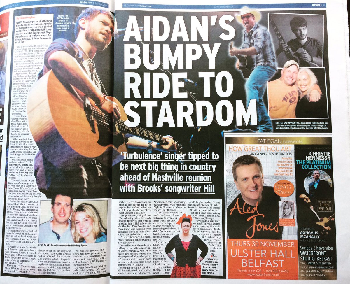 AidanLogan's tweet photo. Thanks for this amazing #feature @TheSundayLife such a well written article! @garthbrooks @benitahill looking good @kazhawkins https://t.co/UELXDPjwRq