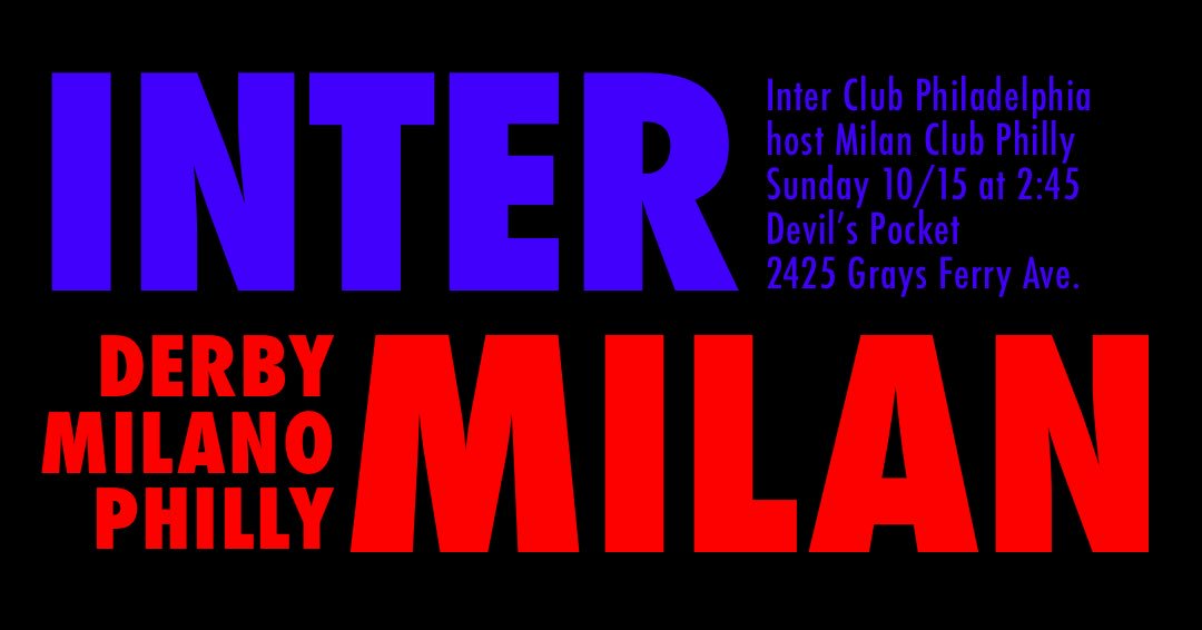 MilanClubPhilly's tweet photo. #Philly #DerbydellaMadonnina:
#InterClubPhiladelphia hosts @MilanClubPhilly at #DevilsPocket.
Match also on at @GCaffeLaquila. Pls RT! ๐ดโซ๏ธ https://t.co/0hcaF0ks4A