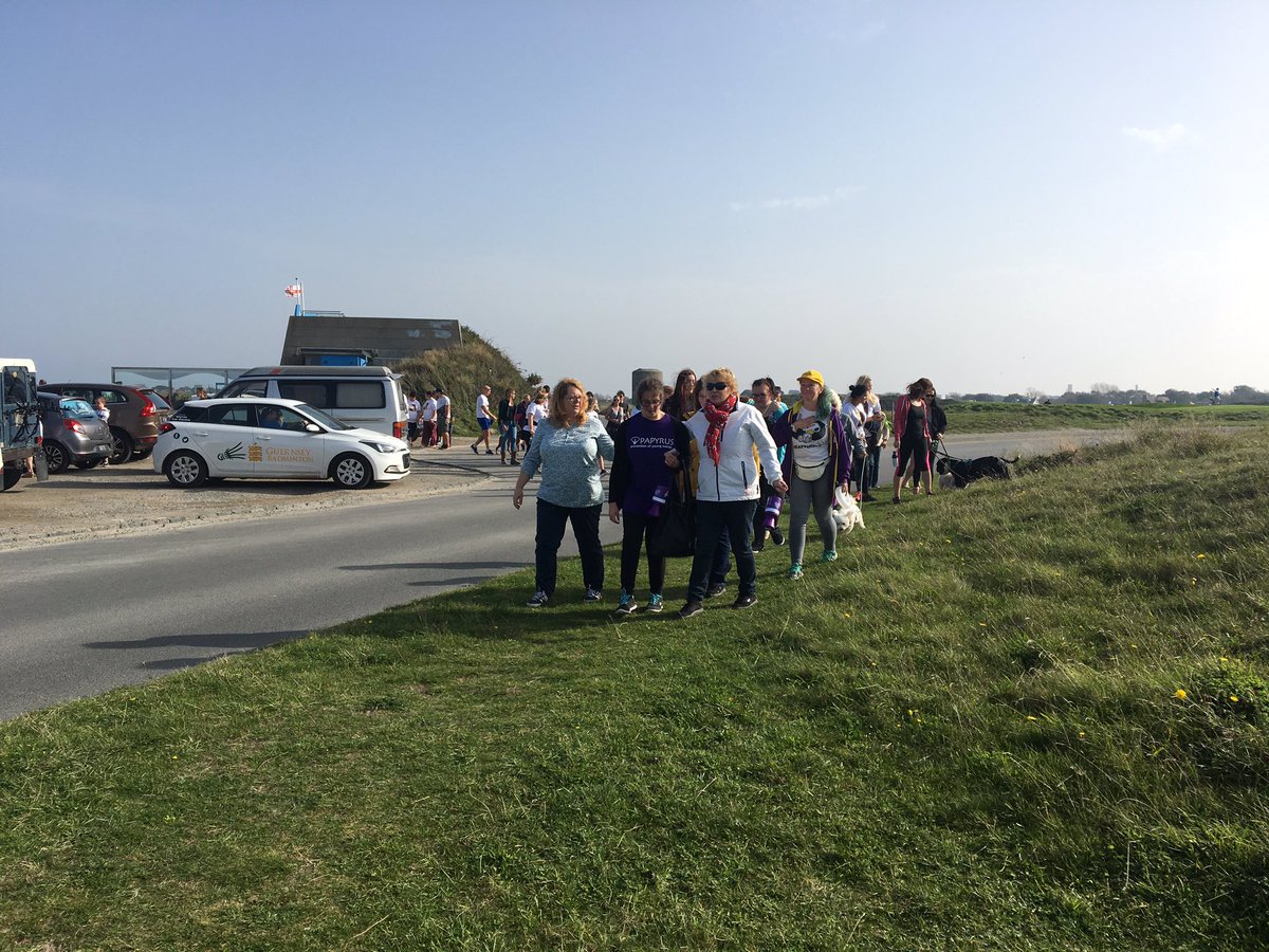 Islanders set off on <a href="/PAPYRUS_tweets/">PAPYRUS</a> Hopewalk in #Guernsey. Participants say young suicide is something we NEED to talk about. @itvchanneltv