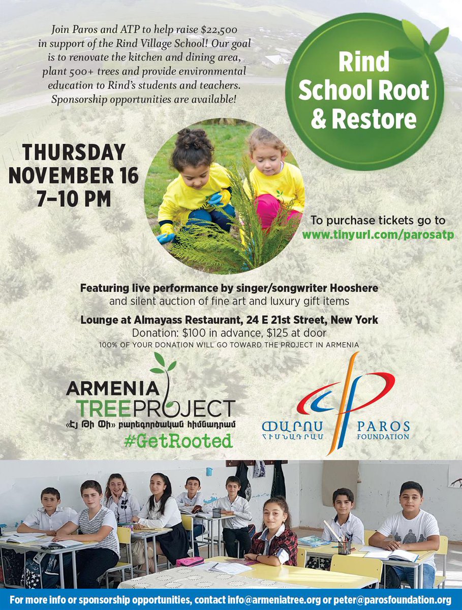 ArmeniaTree's tweet photo. NYers...join us at @AlmayassNYC on Nov 16 to support our partnership with @ParosFoundation @hooshere! #youth #Armenian #charity #VayotsDzor https://t.co/YPGT8jgcqz