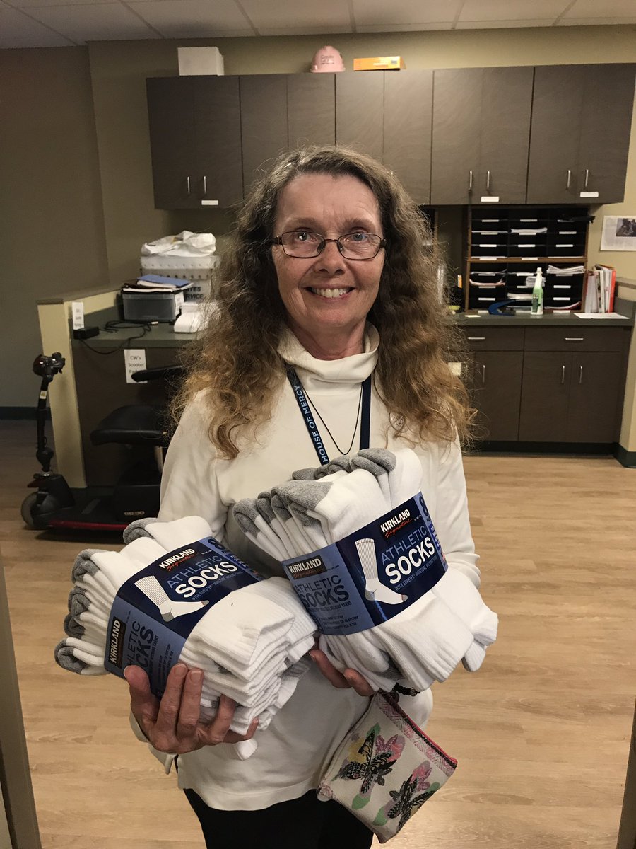 HouseofMercyROC's tweet photo. Sister Rita thanks everyone who has donated socks lately! With over 80 beds we go through a lot of socks at the HOM #roc #socksforhomeless https://t.co/e9K9fSwKk4