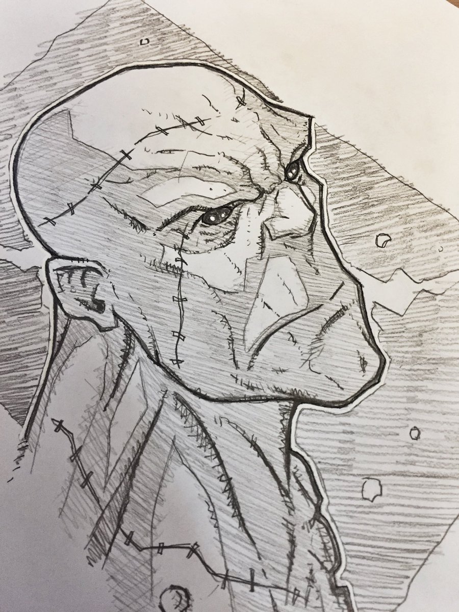 TWKeller's tweet photo. Sunday morning coffee and sketching. #DrawSocial #FrankensteinMonster #Halloween https://t.co/In486vx5Ty