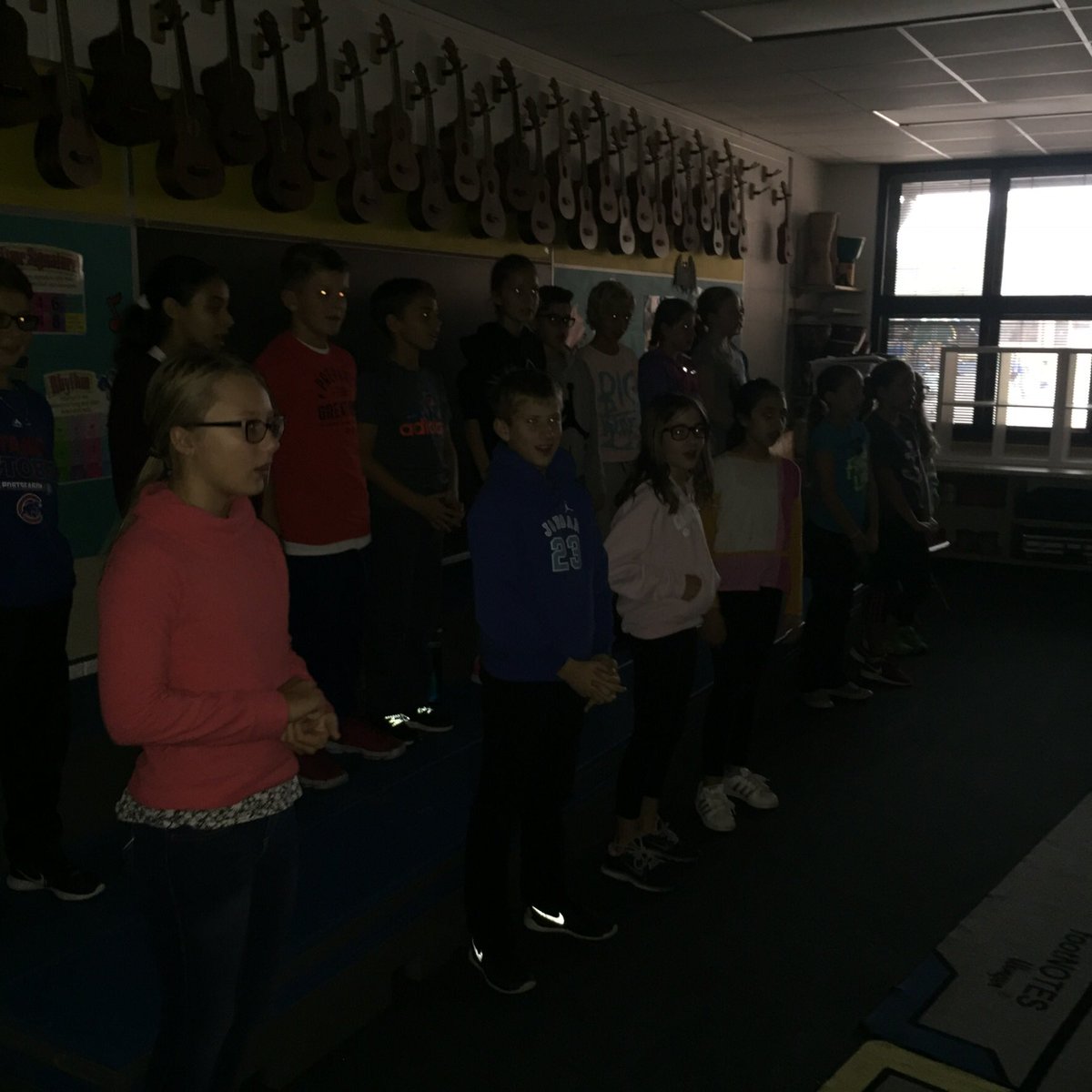 ccarlsond64's tweet photo. 5th graders wrote their own harmony lines. 6-part harmony here! The dark makes it creepier 👻 #GhostofJohn #EngageD64 #LovePublicEducation https://t.co/DzdfWXiOjY