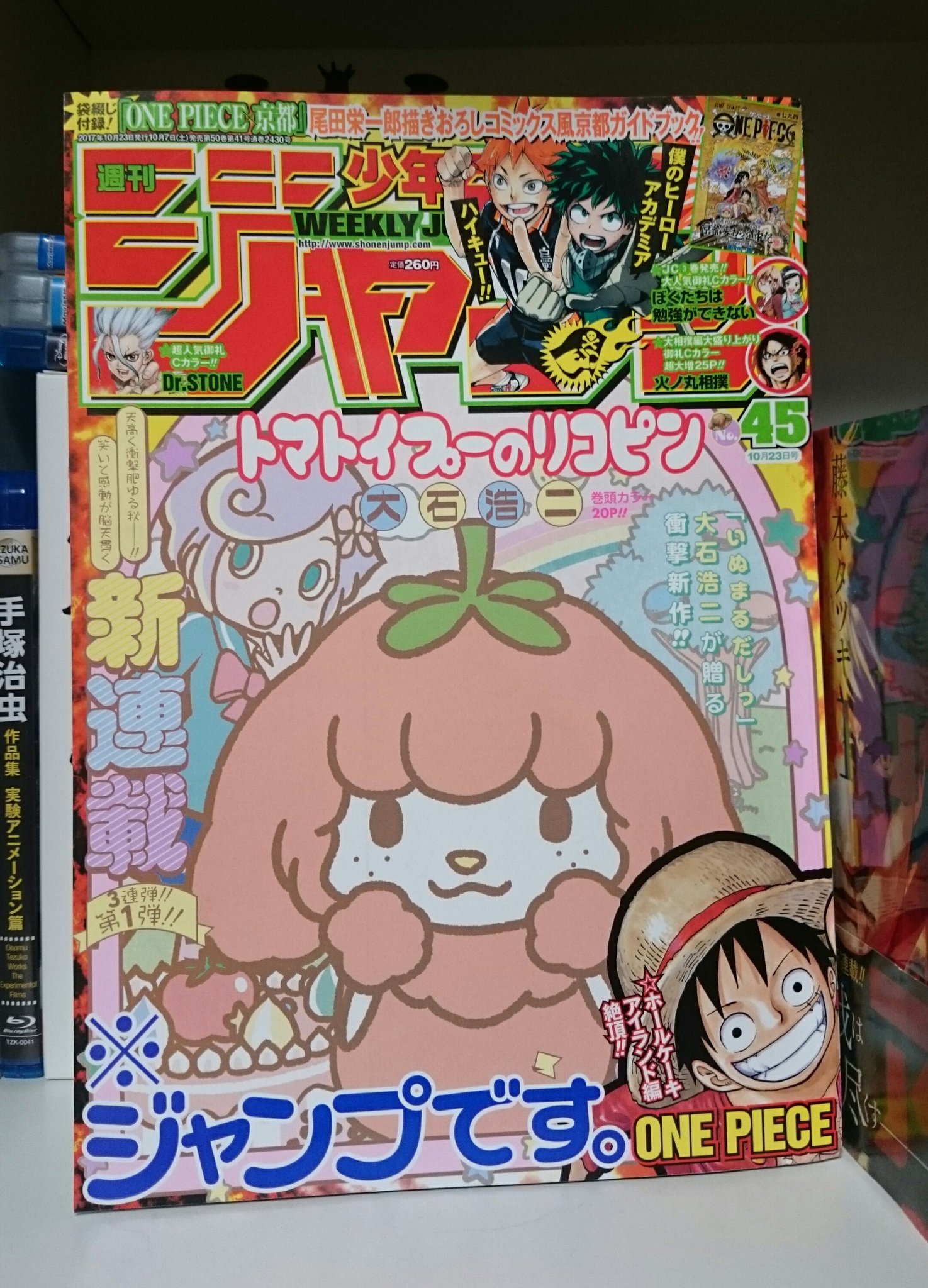 あさの 今日読んだ雑誌 週刊少年ジャンプ 45号 お目当ては付録の One Piece 794巻 ペラペラの小冊子なんだけれど コミックスのロゴマークが背表紙に入っていれば買わずにはいられない それにしてもこの表紙 ジャンプ史上一番かわいいんでないの