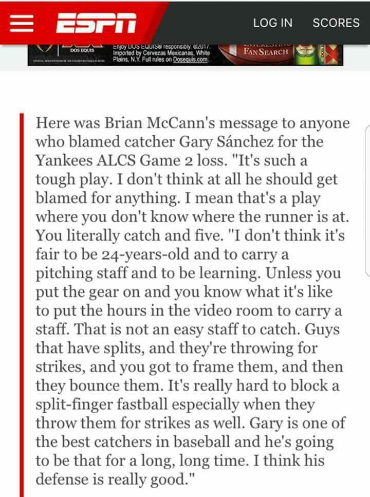 NYYST_Podcast's tweet photo. The former #Yankees catcher is standing up for the current Yankees catcher. https://t.co/83Y4FU00nz